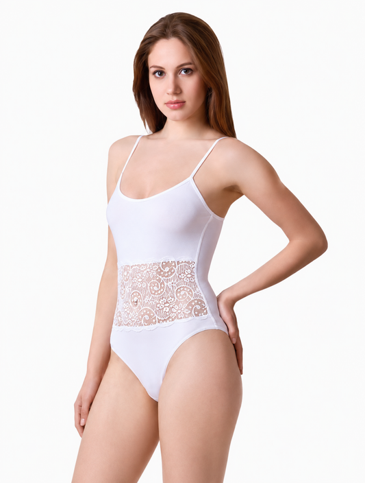 Kadın Dantel Detaylı İp Askılı Pamuklu Body