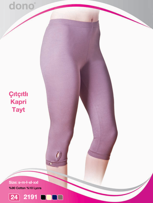 Kadın Çıtçıtlı Kapri Tayt